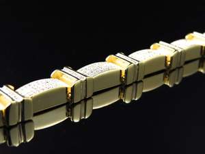 Bracelet classique en or jaune 10 carats diamant cultivé en laboratoire lien épais hommes Style Hip Hop bijoux de luxe - Product Image 3