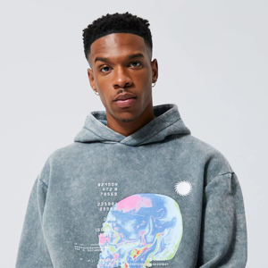 <b>Men's</b> High Quality 100% Cotton Oversized Pullover <b>Hoodie</b> <b>Thick</b> Heavy French Terry for Winter Custom Logo Print XS Size - Product Image 2