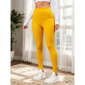 Leggings de yoga sans couture taille haute pour femmes, froncés, confortables, extensibles, pantalons de fitness, vêtements décontractés pour la salle de sport, fabriqués en élasthanne/nylon, marque LJ - Product Image 3