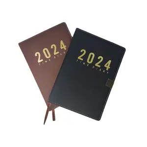 Durable Binding Leather Cover A5 Size English Language Customized Diaries 2024 Agenda Personnalis Vip