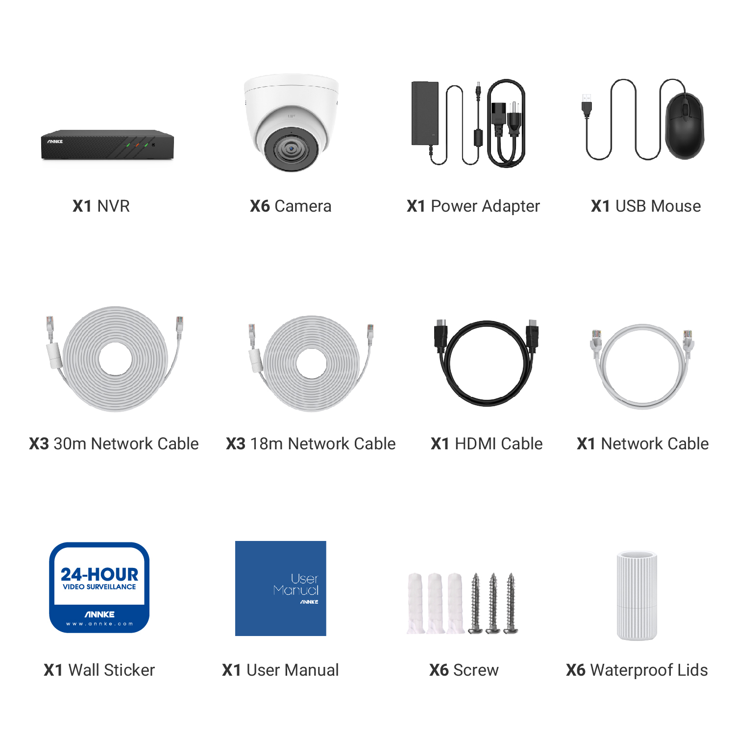 ANNKE IP Outdoor Waterproof CCTV Camera Kit 6pcs 2MP 8CH H.265+ PoE NVR  Security Camera System · image 5