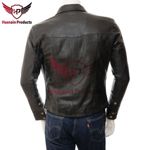 Manteau trench en cuir véritable noir pour homme, mi-long, en cuir de vachette, col convertible, épaulettes, fermeture éclair, poche poitrine, vêtement d'extérieur personnalisé, nouveauté - Product Image 5