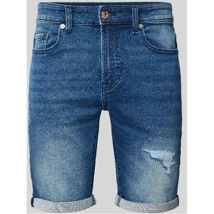 Novedad de verano, pantalones vaqueros cortos informales elásticos a la moda para hombre, pantalones cortos de mezclilla azul y negro, pantalones cortos para hombre con servicio personalizado OEM - Product Image 1