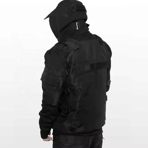 OEM No Strings Heavy Cotton Black Hoodie Wind Breaker Multiple Poches Jacket Men Clothing Custom Mens Hoodies & Sweatshirts - Product Image 6