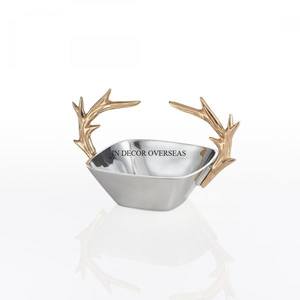 Royal Llook ชามโลหะขัดเงาโลหะเงางามเกรดสูงกรอบฐานชุบทองสำหรับวางตรงกลางโต๊ะ - Product Image 3