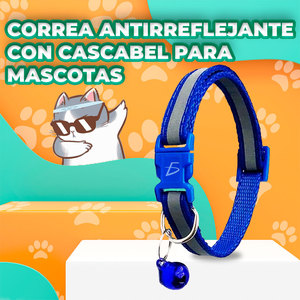 Collar Reflectante de Cuero de Lujo con Liberación Rápida, Campana Elegante y Estampados Modernos para Perros y Gatos, para Visibilidad Nocturna - Product Image 4