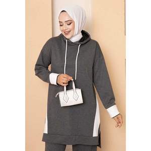 ชุดวอร์มฮิญาบแบบมีฮู้ดแอนทราไซต์มีรายละเอียด - Product Image 2