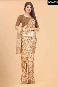 Élégant Porter Ethnique Imprimé Floral Soie Saree et Banglory Soie Blouse pour Casual et Festival Porter Fantaisie Saree pour Femmes Porter - Product Image 3