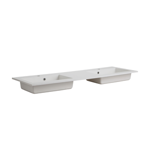 Lavabo doppio da incasso Koricini 150 cm in marmo ricomposto opaco - Product Image 3