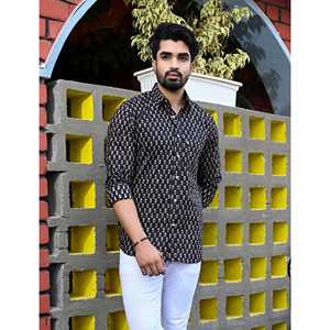 Chemise en coton imprimée pour homme, coupe slim, style décontracté chic, 100% popeline, manches longues, tailles XL à 6XL - Product Image 1