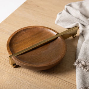 Bol à noix en bois conçu sur mesure avec poignée en métal fait à la main, ustensile de cuisine poli pour servir des fruits secs, plateaux décoratifs - Product Image 5