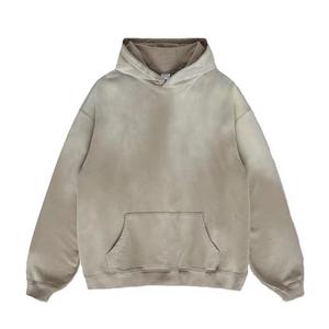 เสื้อฮู้ดลายแสงแดดของผู้ชายสไตล์วินเทจ500gsm บ็อกซี่ฟิตเนสใส่วิ่งเสื้อสวมหัวทรงโอเวอร์ไซส์ปักโลโก้ของผู้ชายกันแดด - Product Image 5