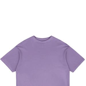 T-shirt en coton à col épais personnalisé, coupe ample, blanc uni, noir, pour homme, vente en gros d'usine - Product Image 2