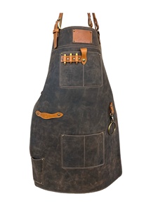 High Quality <b>Waterproof</b> Leather <b>Apron</b> for Men & Women Personalized Customizable BBQ Woodworking Chefs Model LPN-0083B - Product Image 2