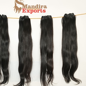 Venta al por mayor Remy barato templo natural proveedor virgen paquetes de color de la máquina de doble trama recta indio extensiones de cabello humano - Product Image 2