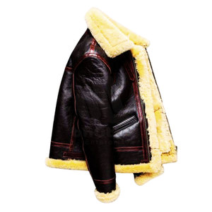 Vestes en cuir Shearling pour hommes, classiques, chaudes, écologiques, respirantes, mode hiver, usage quotidien, logo sur le devant - Product Image 2
