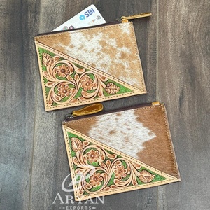 กระเป๋าใส่เหรียญหนังแท้สำหรับผู้หญิงกระเป๋าเปลี่ยนช่องใส่บัตรเครดิตมีซิปแบบสั้นหนังวัวแท้แบบพกพา - Product Image 1