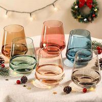Verre à vin ballon court en cristal soufflé à la main, verrerie colorée classique 502 ml, écologique, mariage, anniversaire, fête des mères
