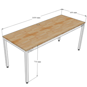 Bureau d'écriture minimaliste Uconcept HBUC035 en bois de caoutchouc 160x60cm, mobilier de bureau durable avec pieds en fer traditionnels pour chambre à coucher - Product Image 6