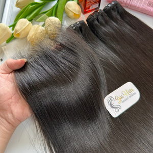 Extensions de cheveux humains vierges vietnamiens, couleur noire, mèches de cheveux, fermeture en dentelle HD, perruque Cabello Humano, Sun Hair Company - Product Image 1