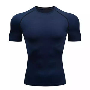 Camiseta de Compresión Duradera para Hombre, Manga Corta, para Fitness, Transpirable, Color Negro Sólido - Product Image 2