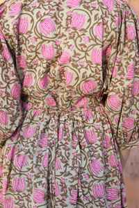 Robe tunique en coton à imprimé floral fait main, tenue décontractée d'été bohème pour femmes - Product Image 6