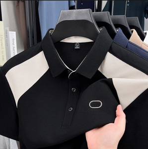 Haute qualité hommes été Polo chemise affaires décontracté couleur unie broderie T-Shirt manches courtes revers imprimé motif tissu - Product Image 3