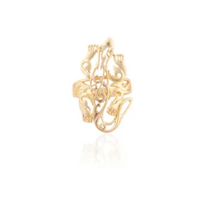पशु उपहार आभूषण सादा सोना राजहंस शैली छिपकली डिजाइन स्टैकिंग अंगूठी ठोस पीतल सोना मढ़वाया गिरगिट प्रकृति पीतल के आभूषण