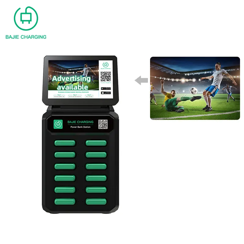 Power Bank Verkaufs automat 12 Slots Miet station mit Bildschirm und Kartenleser für tragbare Batterie mieten POS-Maschine