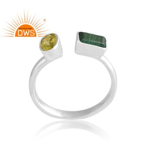 Meilleure vente 925 argent Sterling naturel Malachite et péridot bague en pierres précieuses bijoux personnalisés pour les femmes cadeau pour elle - Product Image 1