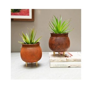 กระถางทองแดงแท้สำหรับตกแต่งบ้านพร้อมชุดชาวไร่ทองแดง2ชิ้นสำหรับห้องและสำนักงาน - Product Image 3