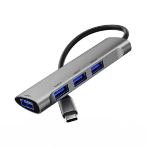 Extensor de múltiplas portas USB3.0 5Gbps USB2.0 480MbpS 4 em 1 hub de dados tipo C