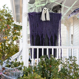 Decoración para Fiesta de Halloween, Fantasma Colgante para Exteriores, Calavera, Esqueleto, Gasa, Bruja Encantada, Accesorios de Terror para Halloween - Product Image 4