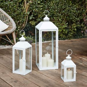 Latest Design New Arrival Hot Selling Metal Iron <b>Lantern</b> White Finished Clear Glass Hanging Garden Decorate Light for Home Decor - Product Image 2