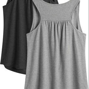 Débardeurs d'entraînement pour femmes décontracté Racerback Design coupe ample sans manches chemise de gymnastique pour courir pour les activités athlétiques d'été - Product Image 1