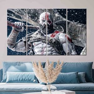 Art moderne sur toile : Affiche Kratos God of War, décoration imprimée, 4P : encadrée - Product Image 1