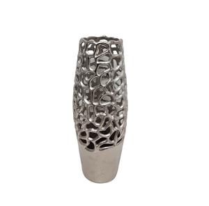 Vajilla de diseño moderno, florero decorativo de aluminio, acabado plateado para el hogar y la decoración de la boda, jarrón de Metal - Product Image 1