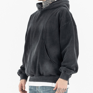 Vente en gros Sweat à capuche surdimensionné lavé à la pierre Vintage sweat en coton épais Pull à capuche de haute qualité pour hommes - Product Image 4