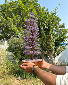 Grand arbre de Noël de pierres précieuses en cristal d'améthyste naturel pour décorations de maison et de jardin - Product Image 2