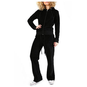 Ensemble de survêtement en velours pour femmes d'hiver, 2 pièces, broderie, haut à fermeture éclair, pantalon large, pantalon de survêtement, ensembles assortis, tenue de sport décontractée - Product Image 2