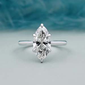 Anillo de Compromiso de Oro Blanco con Certificado IGI, Anillo de Diamantes Solitario Marquise de 6 Puntas - Product Image 1