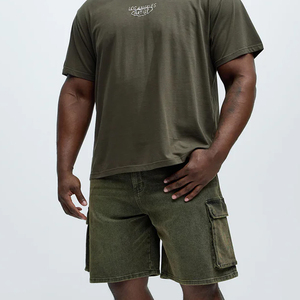 Shorts cargo en denim pour hommes, tissu en coton, prix bas pour les acheteurs en gros, vêtements décontractés, ajustables et respirants, matière décontractée - Product Image 2