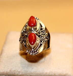 Bague unisexe en argent sterling de haute qualité avec pierre précieuse corail rouge de laboratoire, style bohème tibétain bouddhiste, pour mariage et anniversaire - Product Image 6