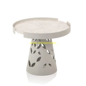 Soporte de pastel moderno blanco con base recortada floral Soporte de postre minimalista para pasteles Cupcakes Pasteles y exhibición de eventos elegantes - Product Image 1