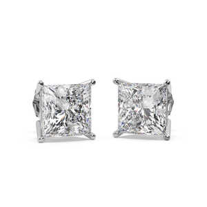 Pendientes de Diamantes de Corte Princesa de 4.00ct en Oro Blanco de 18kt (H-I SI2-SI3) - Product Image 1