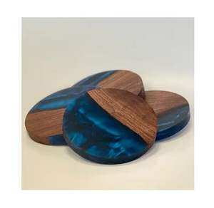 Dessous de verre classiques en bois d'acacia en résine blanche Ensemble de tapis de dessous de verre légers écologiques pour la cuisine - Product Image 4