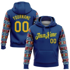 Vente en gros directe de l'industrie, sweat-shirt à capuche sport 3D brodé personnalisé, flocons de neige de Noël blancs et bleus marine, 3D - Product Image 2