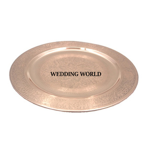 Vaisselle de table en métal assiette de chargeur forme ronde nouveau concepteur mariage et événement décoratif assiette de service en métal - Product Image 3