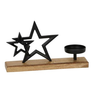 Porte-bougie de Noël de qualité supérieure en aluminium doré et base en bois, décoration festive pour la table de la maison, support pour bougie chauffe-plat - Product Image 3