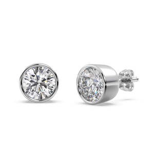 Boucles d'oreilles en or blanc 14 carats avec diamants sertis en bélière 0,50 ct H SI1-SI2 - Product Image 1